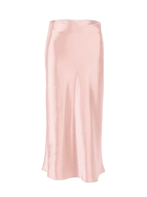 Solid Silk Long Skirt