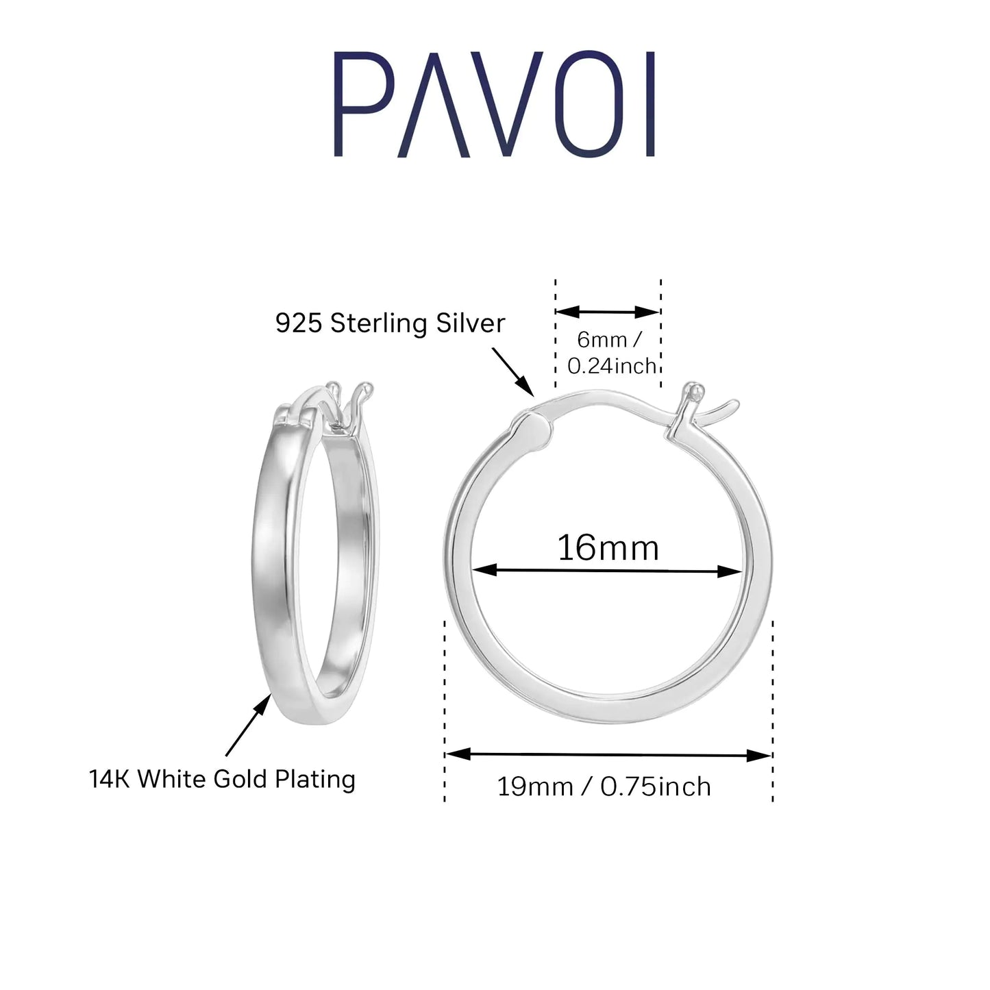PAVOI 14K Gold Plated 925 Sterling Silver Post Lightweight Hoops
